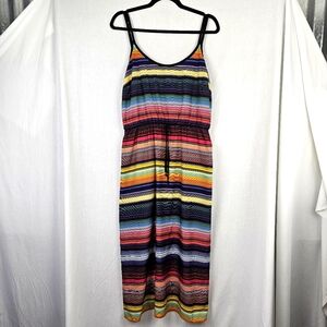 Athleta Havana Dress Rainbow Striped Maxi Women's Size Large‎